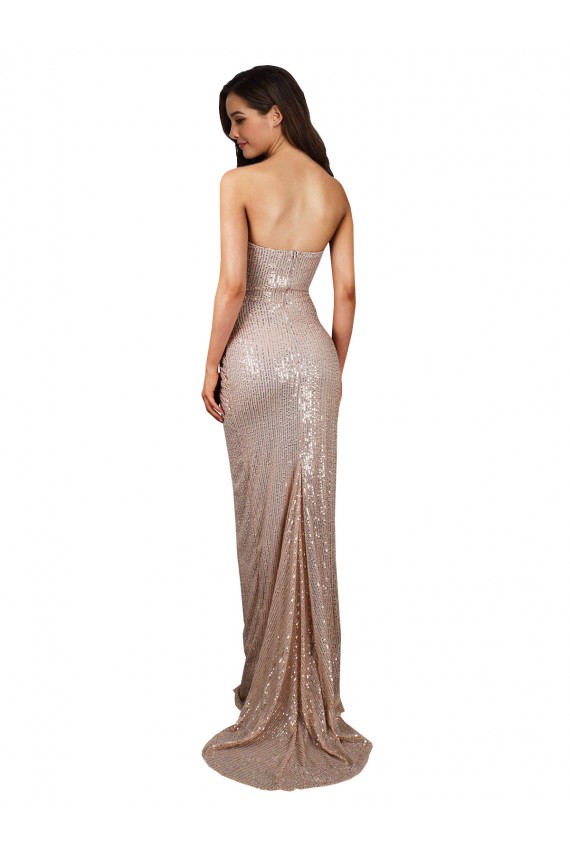 Scoop Neck Long Sequin Champagne Sleeveless Formal Evening Gown / Prom Dress / Bridesmaid Dress Darwin