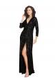 V-Neck Long Sequin Black Long Sleeves Formal Dress / Bridesmaid Dress Darwin