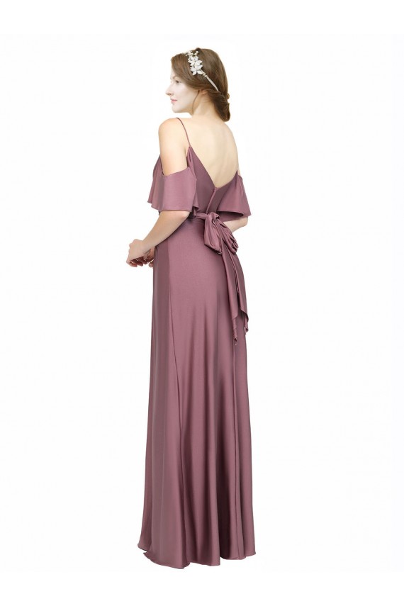Off the Shoulder Long Silk like Satin Cold Shoulder Formal Evening Gown / Prom Dress / Bridesmaid Dress Darwin