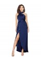 High Neck Long Silk like Satin Sapphire Sleeveless High Low Evening Gown / Prom Dress / Bridesmaid Dress Darwin