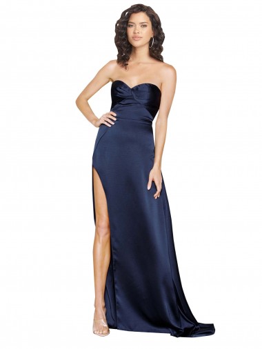 High Neck Long Silk like Satin Sapphire Sleeveless Formal Evening Gown / Prom Dress / Bridesmaid Dress Darwin