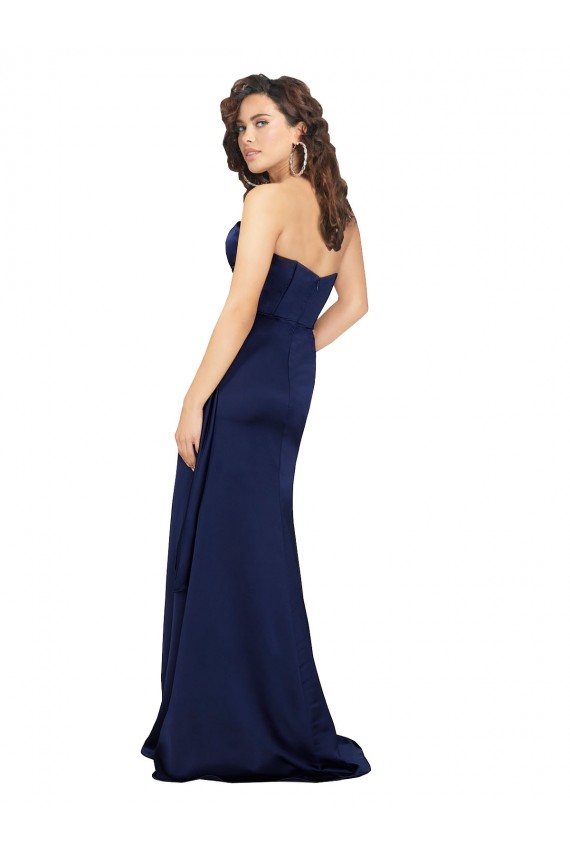 Strapless Long Silk like Satin Sapphire Sleeveless Formal Evening Gown / Prom Dress / Bridesmaid Dress Darwin