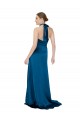 Halter Neck Long Silk like Satin Peacock Blue Sleeveless Formal Evening Gown / Prom Dress / Bridesmaid Dress Darwin
