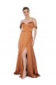 Sweetheart Long Silk like Satin Orange Cold Shoulder Formal Evening Gown / Prom Dress / Bridesmaid Dress Darwin