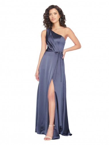 One Shoulder Long Silk like Satin Dusk Sleeveless Formal Evening Gown / Prom Dress / Bridesmaid Dress Darwin