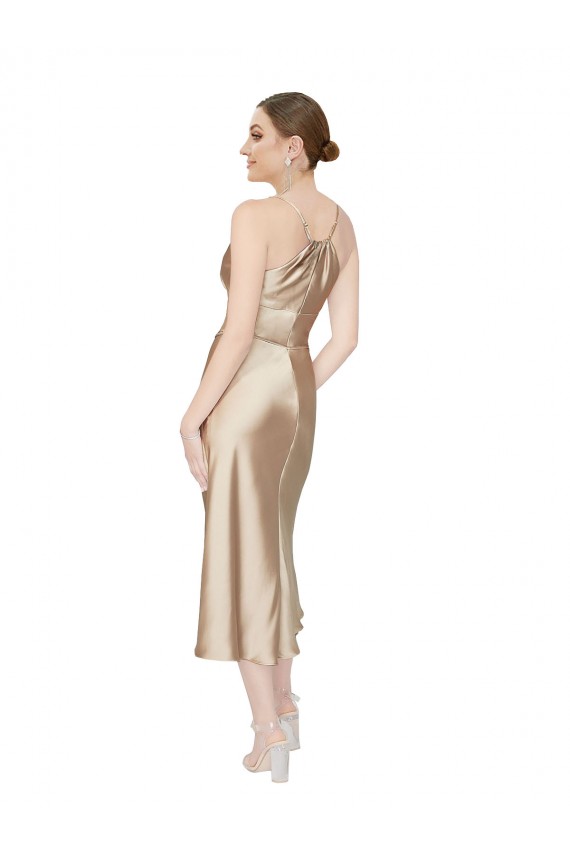 V-Neck Midi Length Silk like Satin Sleeveless Formal Evening Gown / Prom Dress / Bridesmaid Dress Darwin