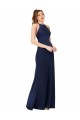 High Neck Long Silk like Satin Sapphire Sheath Sleeveless Formal Evening Gown / Prom Dress / Bridesmaid Dress Darwin