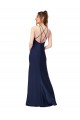 High Neck Long Silk like Satin Sapphire Sheath Sleeveless Formal Evening Gown / Prom Dress / Bridesmaid Dress Darwin