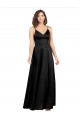 V-Neck Long Silk like Satin Black A-Line Sleeveless Formal Evening Gown / Prom Dress / Bridesmaid Dress Darwin