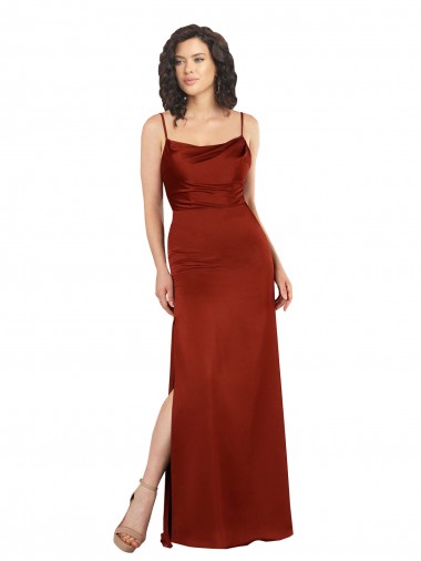 Square Neck Long Silk like Satin Red Sleeveless Formal Evening Gown / Prom Dress / Bridesmaid Dress Darwin