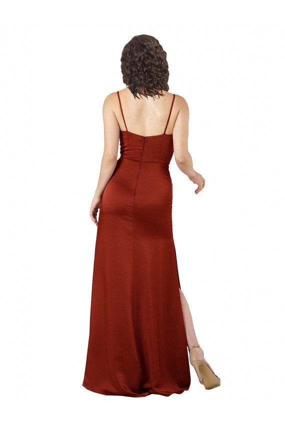 Square Neck Long Silk like Satin Red Sleeveless Formal Evening Gown / Prom Dress / Bridesmaid Dress Darwin