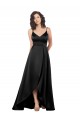 V-Neck Long Silk like Satin Black Sleeveless High Low Evening Gown / Prom Dress / Bridesmaid Dress Darwin