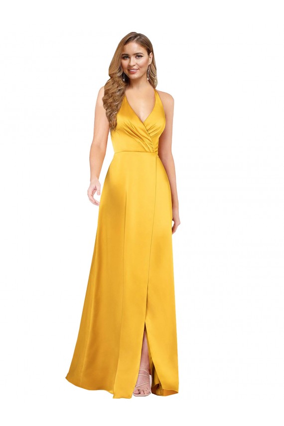 V-Neck Long Silk like Satin Sleeveless Formal Dress / Bridesmaid Dress Darwin
