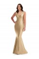 V-Neck Long Silk like Satin Soft Gold Sleeveless Formal Plus Size Evening Gown / Prom Dress / Bridesmaid Dress Darwin