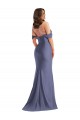 Off the Shoulder Long Silk like Satin French Blue Sleeveless Black Tie Plus Size Evening Gown / Prom Dress / Bridesmaid Dress Darwin