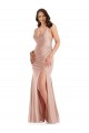 V-Neck Long Silk like Satin Dusty Pink Sleeveless Formal Plus Size Evening Gown / Prom Dress / Bridesmaid Dress Darwin