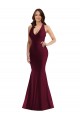 V-Neck Long Silk like Satin Burgundy Sleeveless Formal Plus Size Evening Gown / Prom Dress / Bridesmaid Dress Darwin