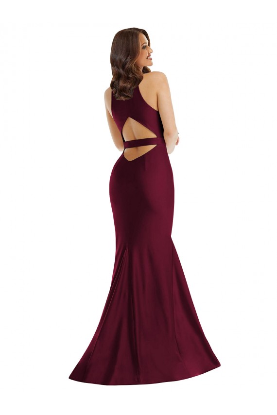 V-Neck Long Silk like Satin Burgundy Sleeveless Formal Plus Size Evening Gown / Prom Dress / Bridesmaid Dress Darwin