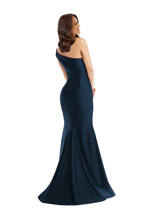 One Shoulder Long Silk like Satin Light Sky Blue Sleeveless Formal Evening Gown / Prom Dress / Bridesmaid Dress Darwin