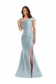 One Shoulder Long Silk like Satin Light Sky Blue Sleeveless Formal Evening Gown / Prom Dress / Bridesmaid Dress Darwin