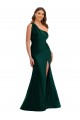 One Shoulder Long Silk like Satin Ever Green Sleeveless Formal Plus Size Evening Gown / Prom Dress / Bridesmaid Dress Darwin