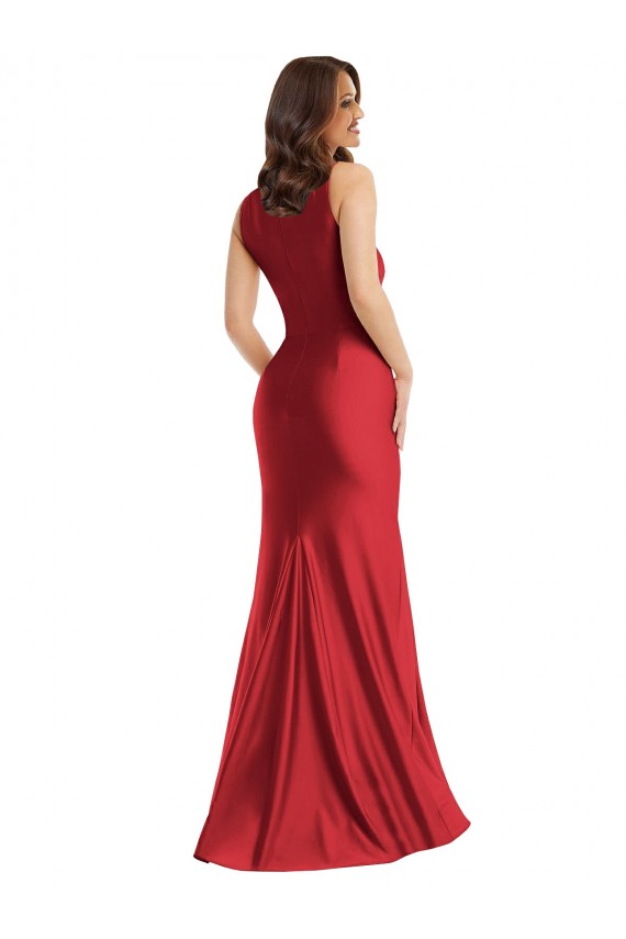 Square Neck Long Silk like Satin Red Sleeveless Formal Plus Size Evening Gown / Prom Dress / Bridesmaid Dress Darwin