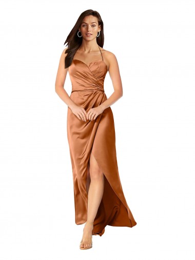 Sweetheart Long Silk like Satin Orange Sleeveless High Low Evening Gown / Prom Dress / Bridesmaid Dress Darwin