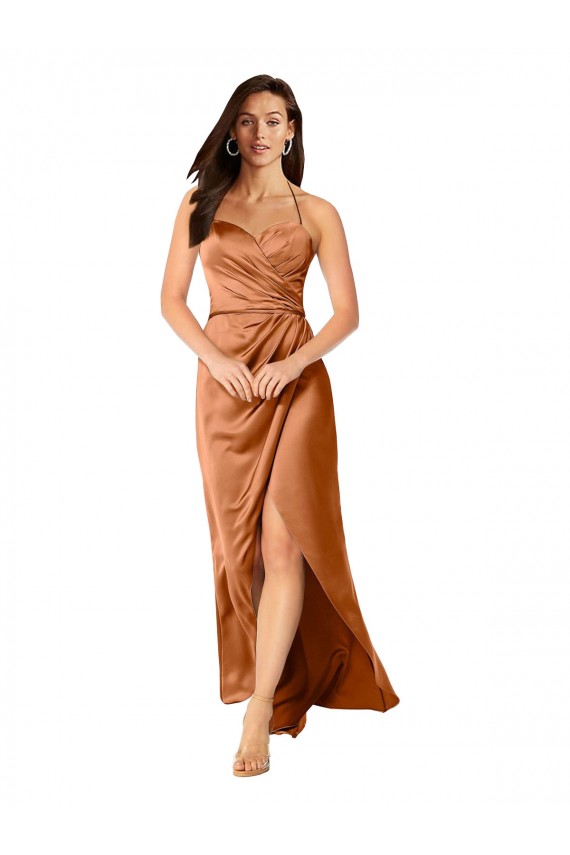 Sweetheart Long Silk like Satin Orange Sleeveless High Low Evening Gown / Prom Dress / Bridesmaid Dress Darwin