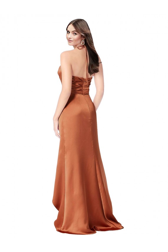 Sweetheart Long Silk like Satin Orange Sleeveless High Low Evening Gown / Prom Dress / Bridesmaid Dress Darwin