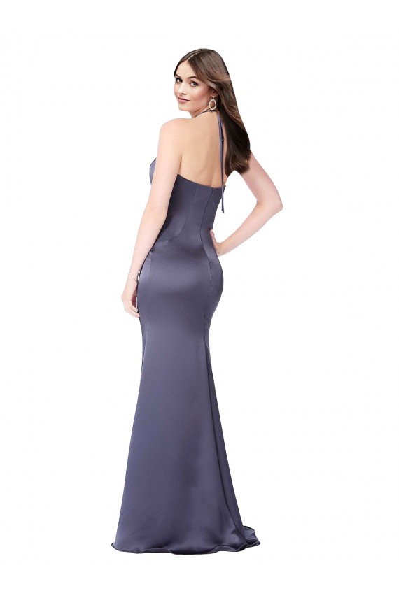 Halter Neck Long Silk like Satin Dusk Sleeveless Formal Evening Gown / Prom Dress / Bridesmaid Dress Darwin