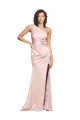 One Shoulder Long Silk like Satin Pink Sleeveless Formal Evening Gown / Prom Dress / Bridesmaid Dress Darwin