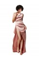 One Shoulder Long Silk like Satin Dusty Pink Sleeveless Formal Evening Gown / Prom Dress / Bridesmaid Dress Darwin