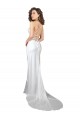 Cowl Neck Sweep Train Silk like Satin White Sleeveless Beach Wedding Dress Darwin