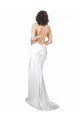 Cowl Neck Sweep Train Silk like Satin White Sleeveless Beach Wedding Dresses Darwin