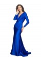 V-Neck Long Silk like Satin Royal Blue Long Sleeves Formal Evening Gown / Prom Dress / Bridesmaid Dress Darwin