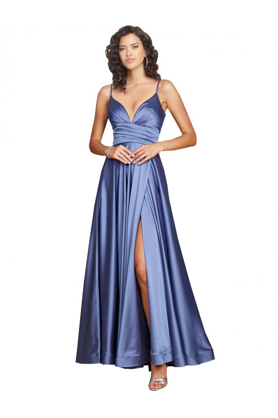 Sweetheart Long Silk like Satin French Blue Sleeveless Black Tie Evening Gown / Prom Dress / Bridesmaid Dress Darwin