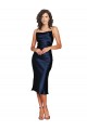 Cowl Neck Cocktail Length Silk like Satin Dark Navy Sleeveless Formal Evening Gown / Prom Dress / Bridesmaid Dress Darwin