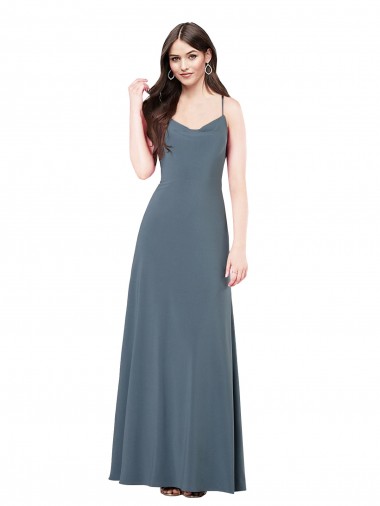 V-Neck Long Spandex Slate Grey Sleeveless Prom Dress / Bridesmaid Dress Darwin