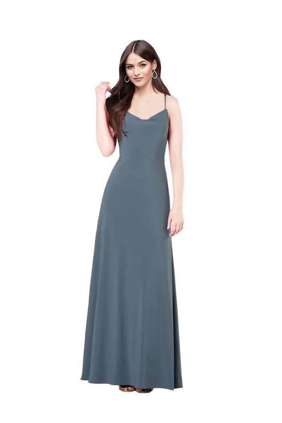 V-Neck Long Spandex Slate Grey Sleeveless Prom Dress / Bridesmaid Dress Darwin