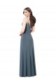 V-Neck Long Spandex Slate Grey Sleeveless Prom Dress / Bridesmaid Dress Darwin