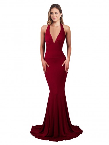 V-Neck Long Spandex Burgundy Sleeveless Formal Evening Gown / Prom Dress / Bridesmaid Dress Darwin