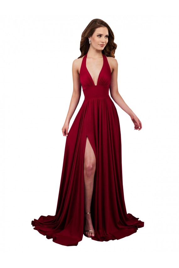 V-Neck Long Spandex Burgundy Sleeveless Black Tie Evening Gown / Prom Dress / Bridesmaid Dress Darwin