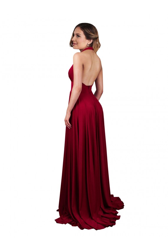 V-Neck Long Spandex Burgundy Sleeveless Black Tie Evening Gown / Prom Dress / Bridesmaid Dress Darwin