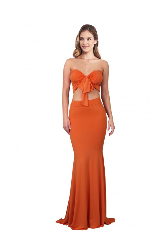 Strapless Long Spandex Orange Sleeveless Formal Evening Gown / Prom Dress / Bridesmaid Dress Darwin