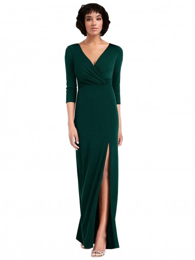 V-Neck Long Spandex Dark Green Long Sleeves Formal Evening Gown / Prom Dress / Bridesmaid Dress Darwin