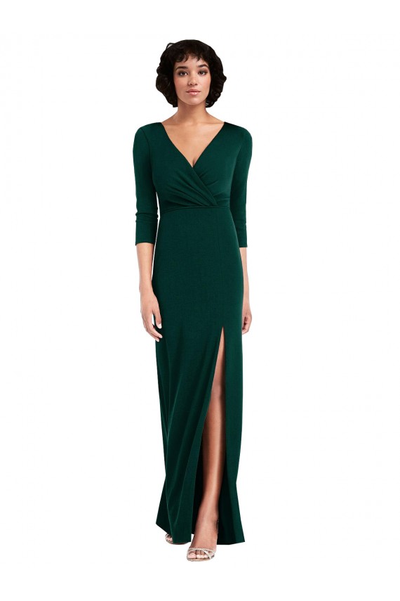 V-Neck Long Spandex Dark Green Long Sleeves Formal Evening Gown / Prom Dress / Bridesmaid Dress Darwin