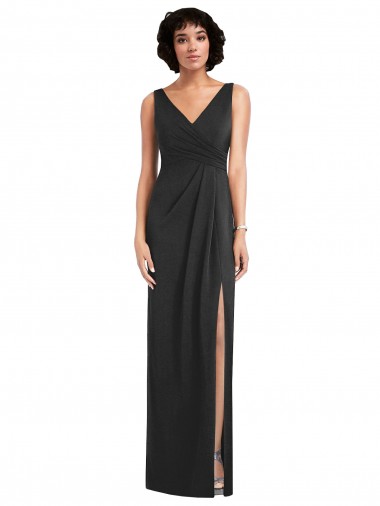 V-Neck Long Spandex Black Sheath Sleeveless Formal Evening Gown / Prom Dress / Bridesmaid Dress Darwin