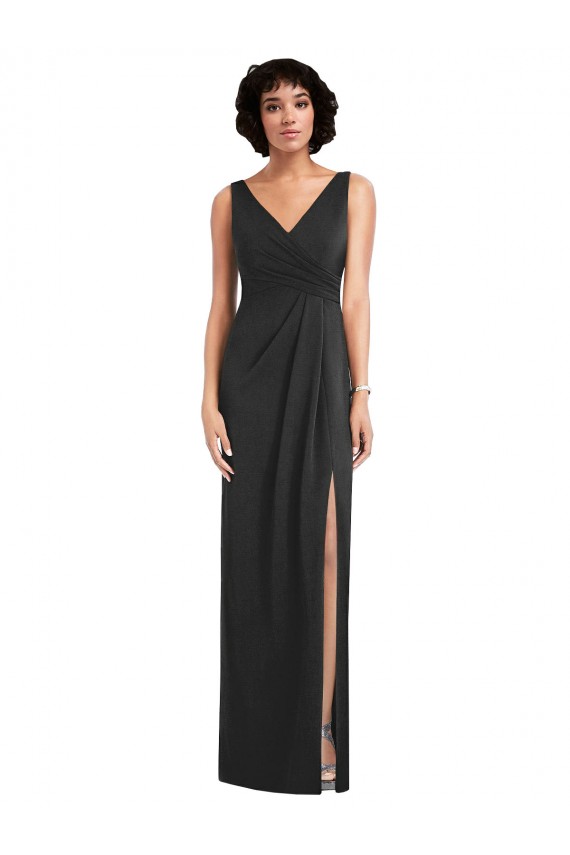 V-Neck Long Spandex Black Sheath Sleeveless Formal Evening Gown / Prom Dress / Bridesmaid Dress Darwin