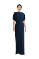 Bateau Neck Long Spandex Dark Navy Short Sleeves Semi Formal Evening Dress / Prom Dress / Bridesmaid Dress Darwin