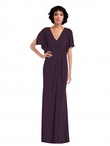 V-Neck Long Spandex Grape Split Sleeves Formal Evening Gown / Prom Dress / Bridesmaid Dress Darwin